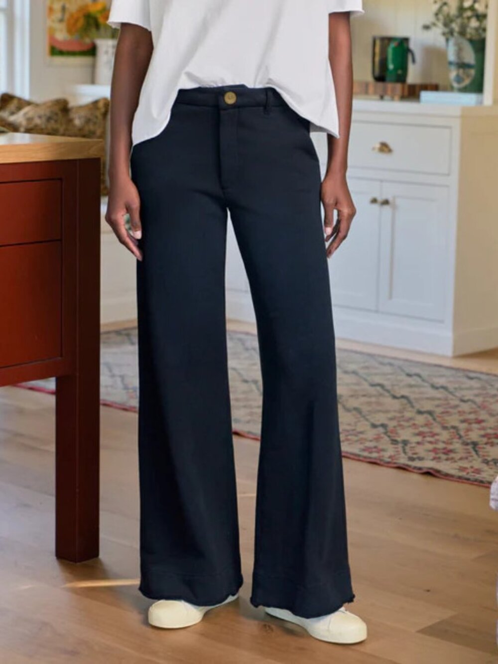 Riley Wide-Leg Trouser Sweatpant Medium Navy